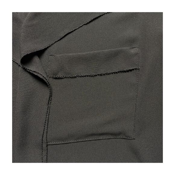 Zara Ruffle Front Blouse Small Feminine Black Office Top Front Pockets - Picture 10 of 12